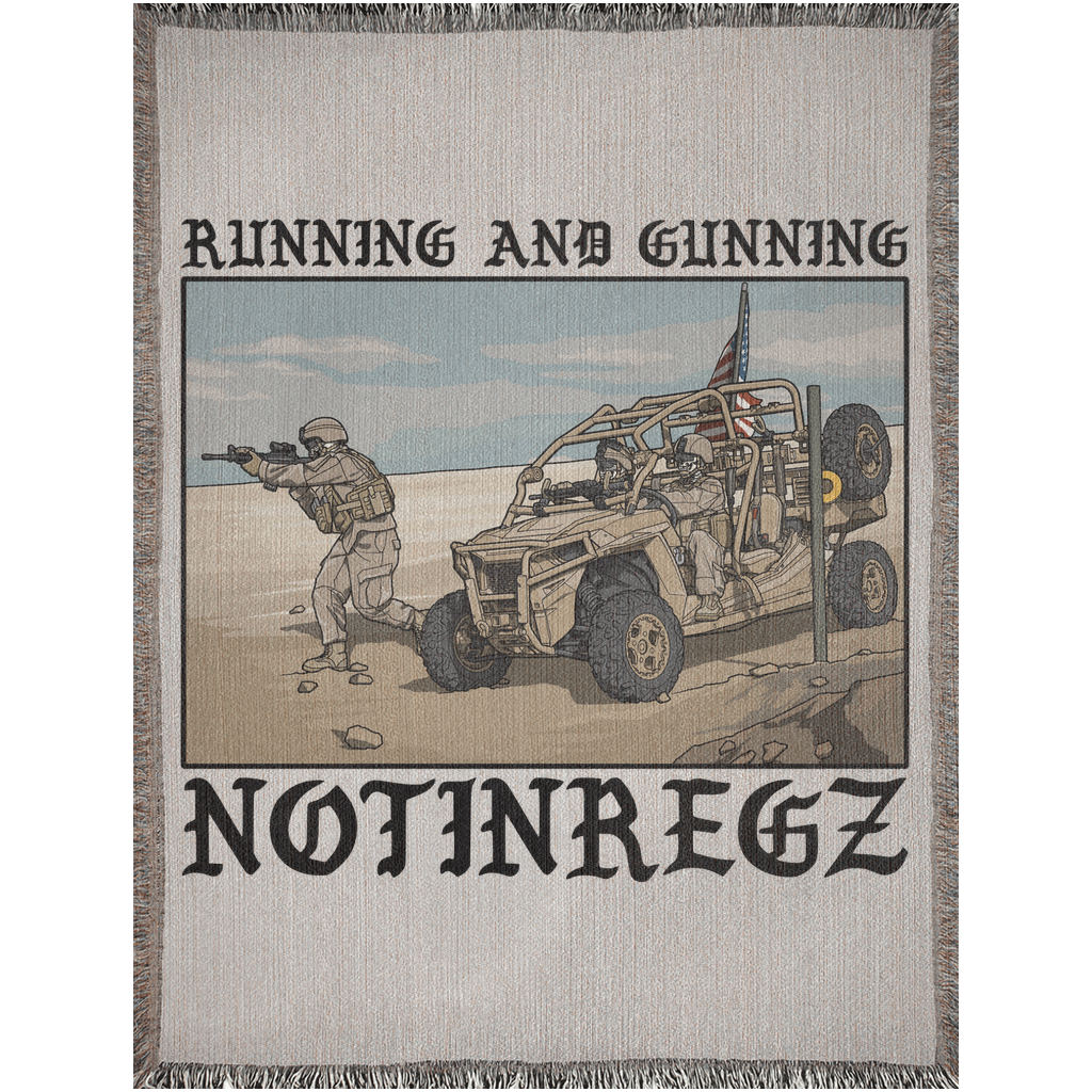 Running And Gunning Woven Blanket