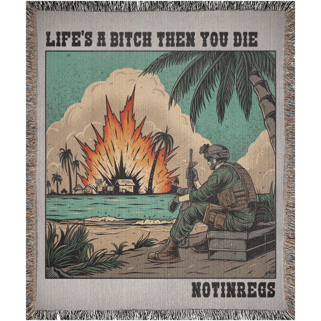 Life's A Bitch Then You Die Woven Blanket