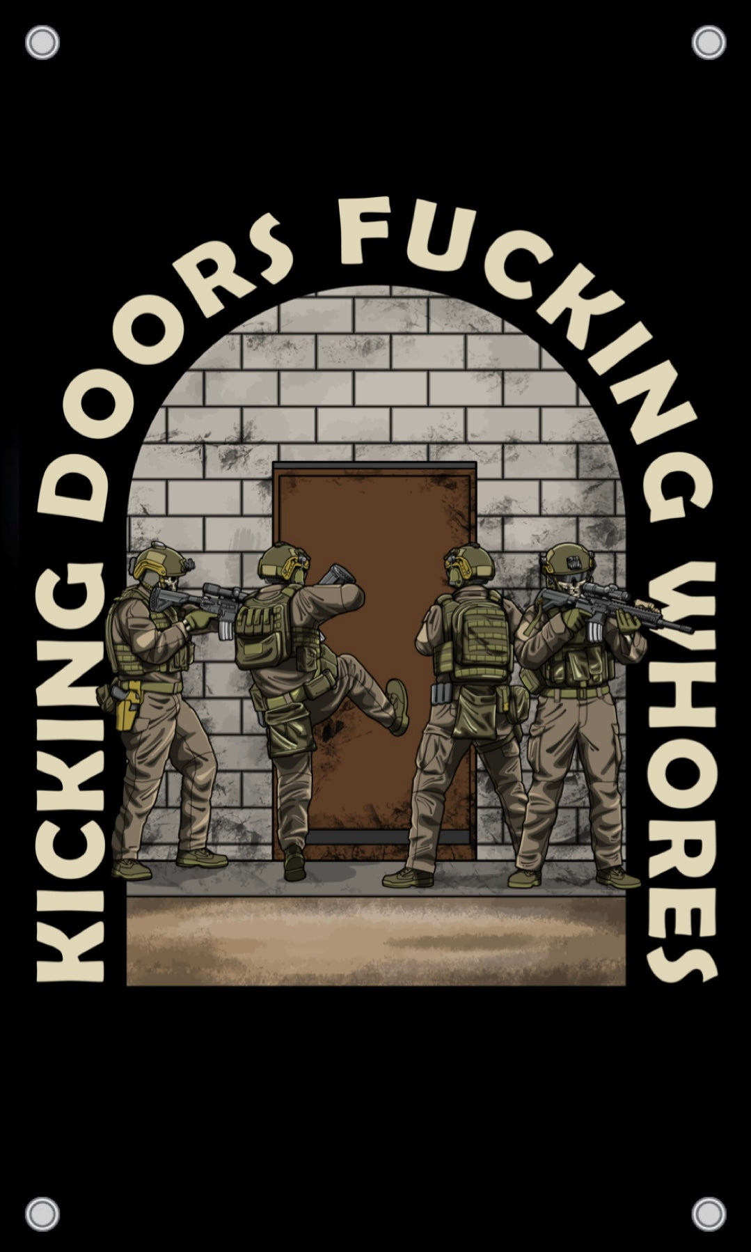 Kicking Doors Fucking Whores Flag