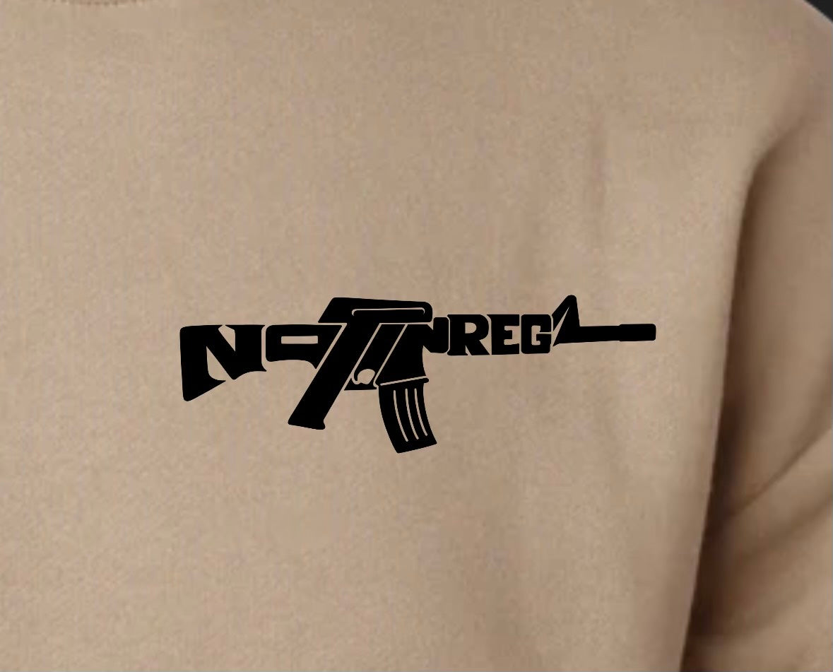 NotInRegz Gun Embroidery Sweatshirt- Tan