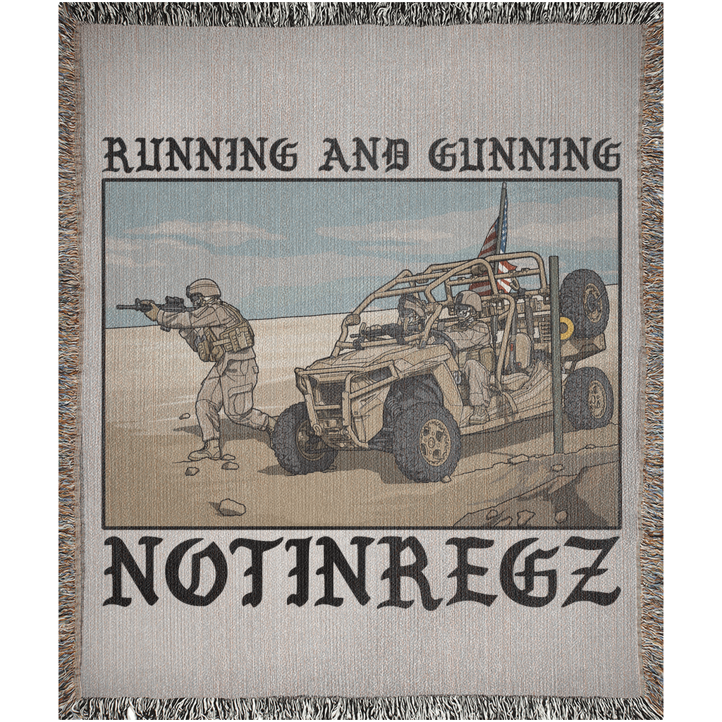 Running And Gunning Woven Blanket