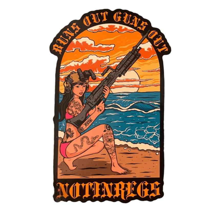 Buns Out Guns Out Sticker