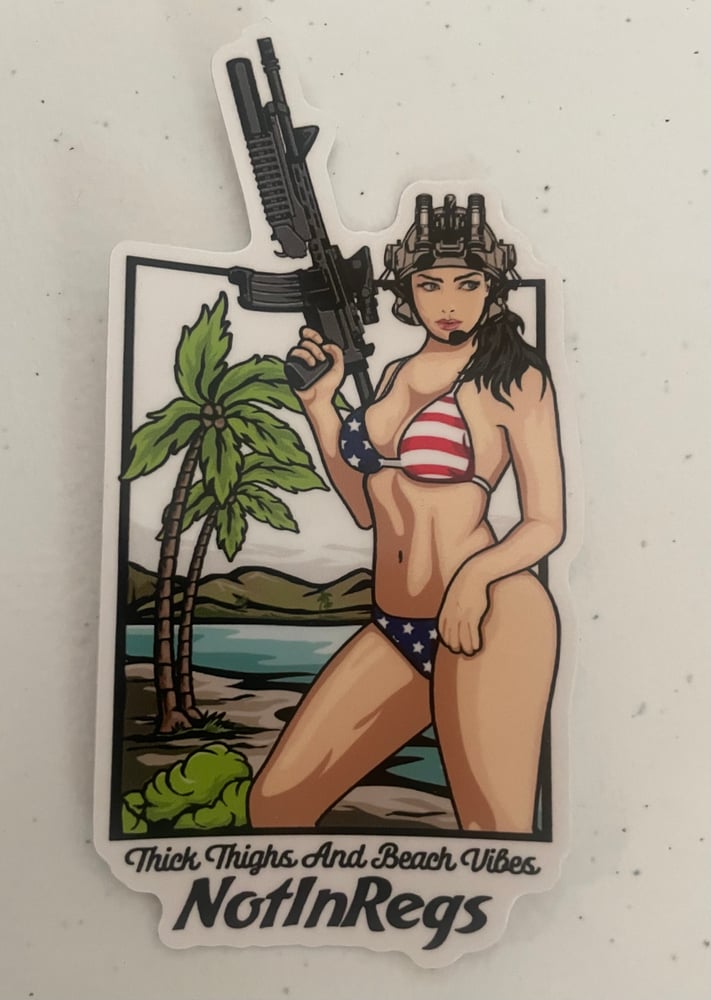 Thick Thighs And Beach Vibes Sticker