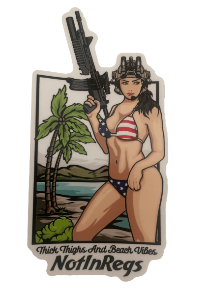 Thick Thighs And Beach Vibes Sticker
