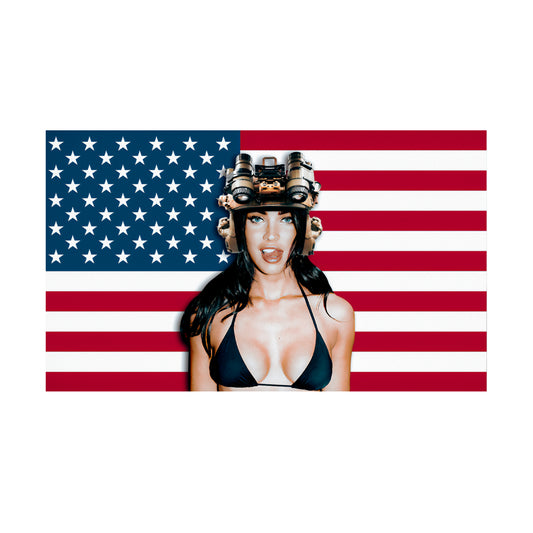 MEGAN FOX AMERICAN FLAG STICKER