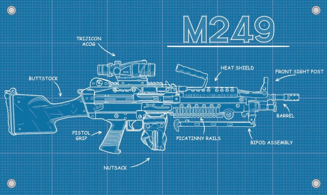 M249 Blue Print Flag