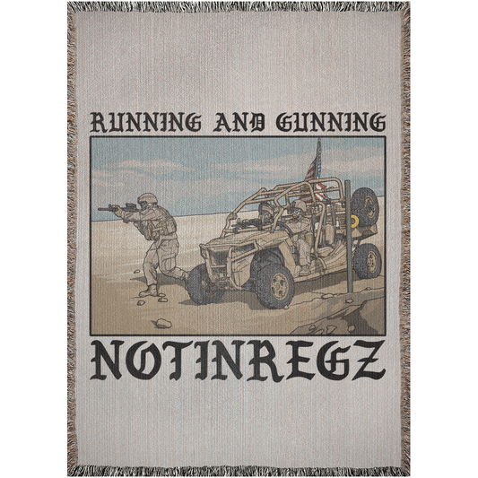 Running And Gunning Woven Blanket