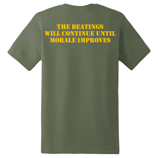 THE BEATINGS WILL CONTINUE UNTIL MORALE IMPROVES