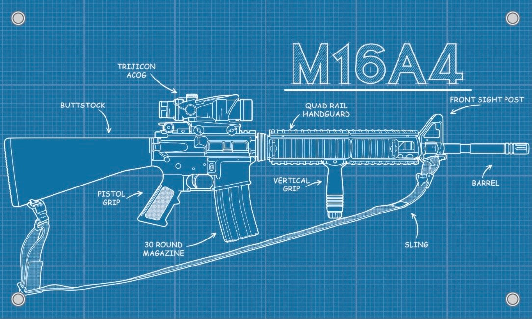 M16A4 Blue Print Flag