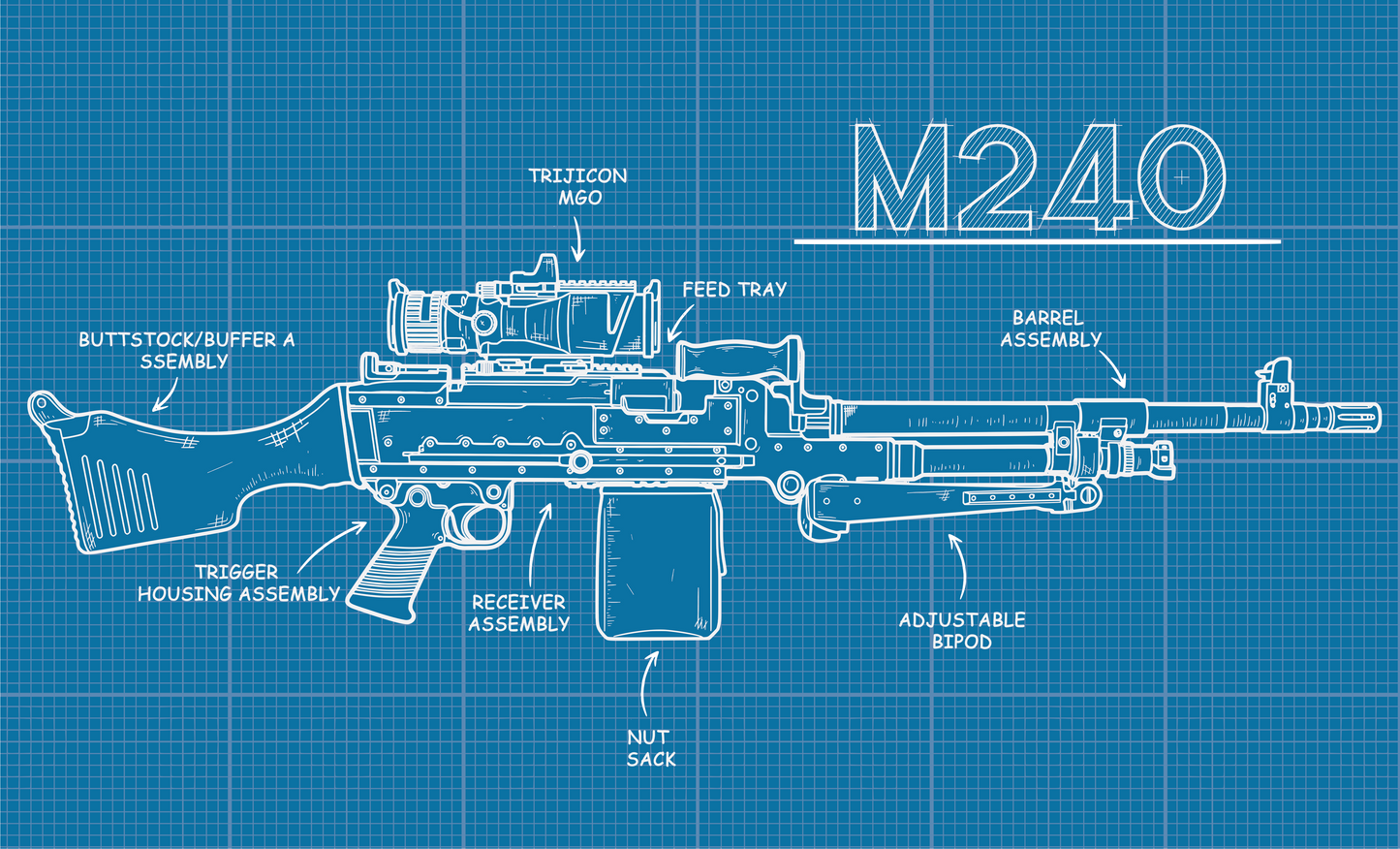 M240 Blue Print Flag