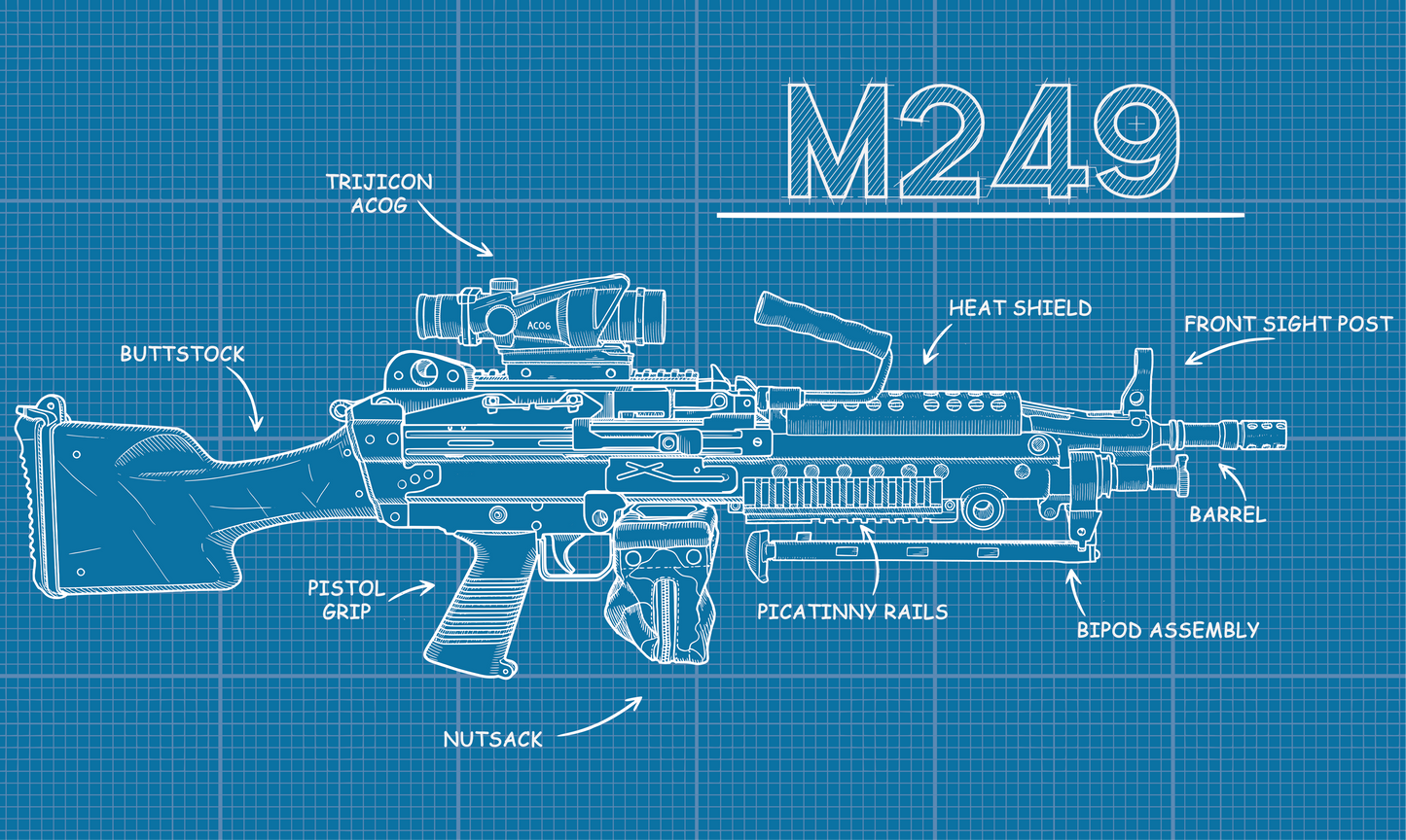 M249 Blue Print Flag
